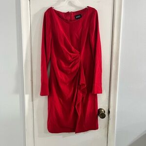 Adrianna Papell Vibrant Red Long Sleeve Dress